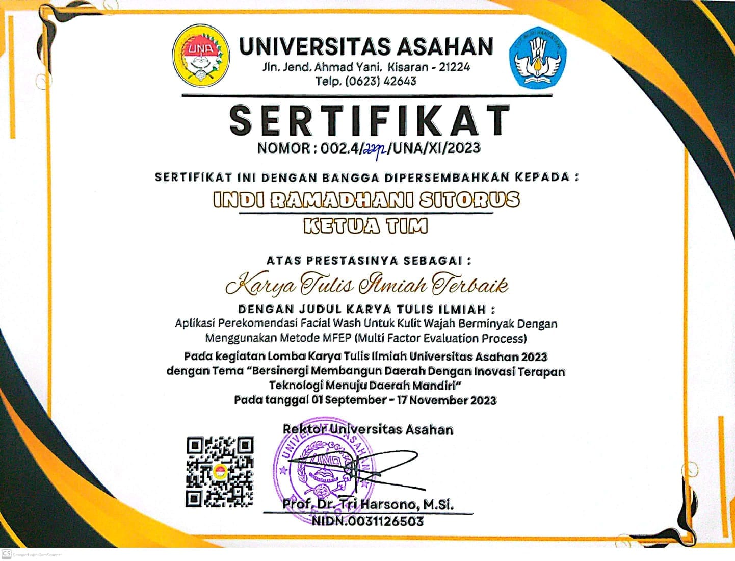 Karya Tulis Ilmiah Terbaik